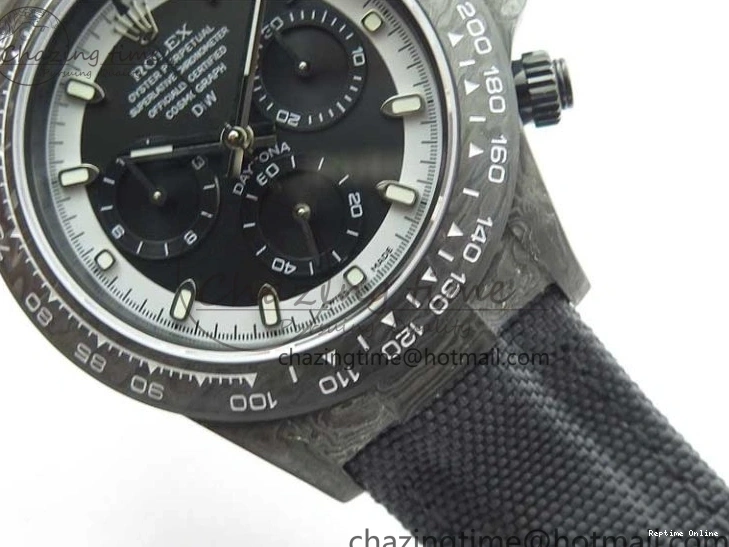 0601 Daytona DIW Carbon OMF Best Edition Black White Dial on Black Nylon Strap A OnTrend 2843